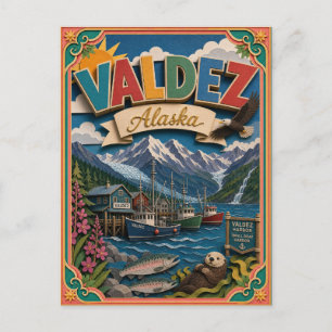 PopCut States Valdez Alaska Paper Art Postcard