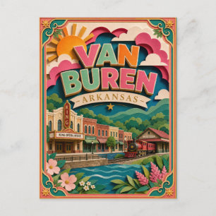 PopCut States Van Buren Arkansas Paper Art Postcard