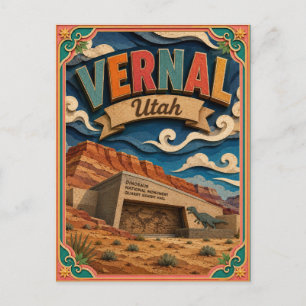 PopCut States Vernal Utah Paper Art Postcard