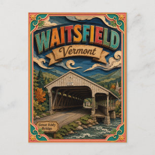 PopCut States Waitsfield Vermont Paper Art Postcard