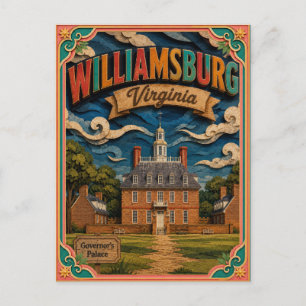PopCut States Williamsburg Virginia Paper Art Postcard