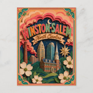 PopCut States Winston-Salem North Carolina Art Postcard
