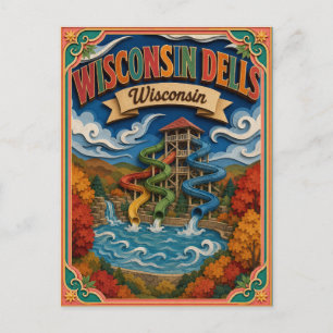 PopCut States Wisconsin Dells Wisconsin Paper Art Postcard