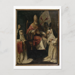 Pope Clement VIII blessing Carmelite Nuns (oil on Postcard