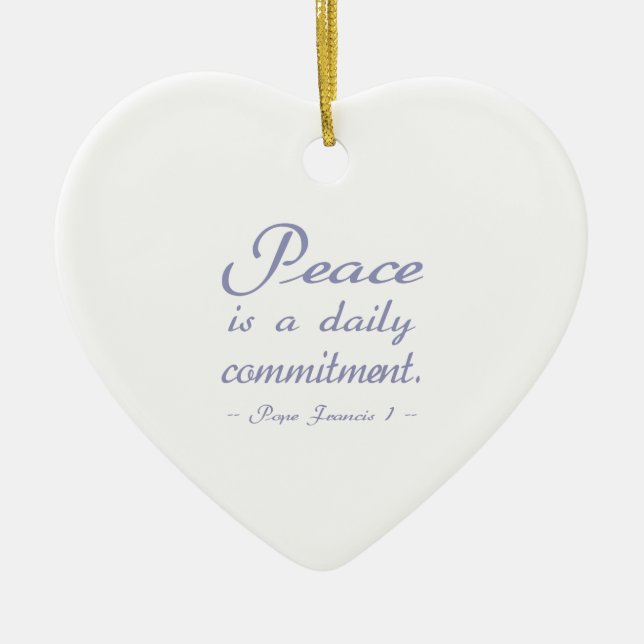 Pope Francis Peace Commitment Ceramic Tree Decoration (Front)