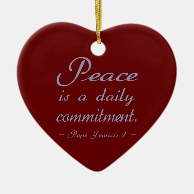 Pope Francis Peace Commitment Ceramic Tree Decoration (Front)