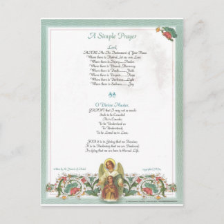 pope francis=st. francis simple prayer=angel postcard