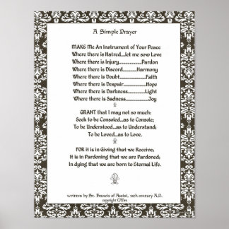 POPE FRANCIS=ST. FRANCIS SIMPLE PRAYER=Filigree Poster