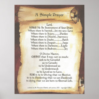 POPE FRANCIS=ST. FRANCIS SIMPLE PRAYER=Scroll Poster