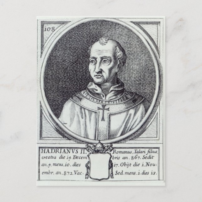 Pope Hadrian II Postcard (Front)