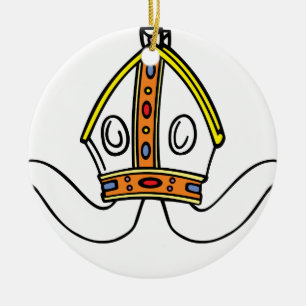 pope hat ceramic tree decoration