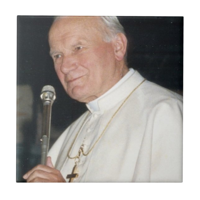 Pope John Paul II Portrait Ceramic Tile (Front)