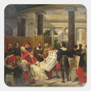 Pope Julius II ordering Bramante Square Sticker