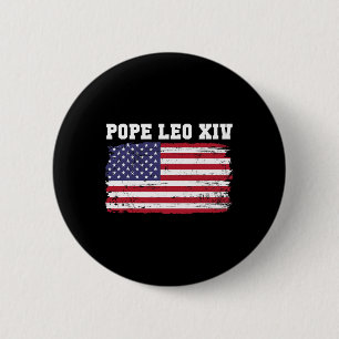Pope Leo Xiv 14th First American Pope Usa Flag Vin 6 Cm Round Badge