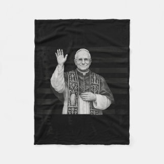 Pope Leo Xiv 14th First American Pope Usa Flag Vin Fleece Blanket