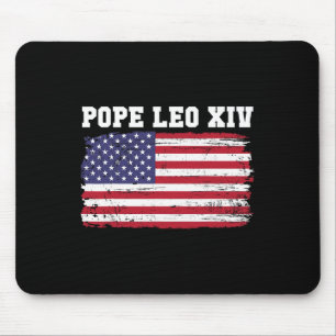 Pope Leo Xiv 14th First American Pope Usa Flag Vin Mouse Pad