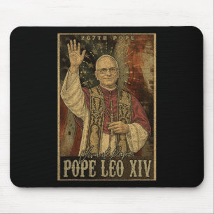 Pope Leo Xiv 14th First American Pope Usa Flag Vin Mouse Pad