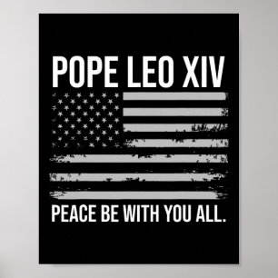 Pope Leo Xiv 14th First American Pope Usa Flag Vin Poster