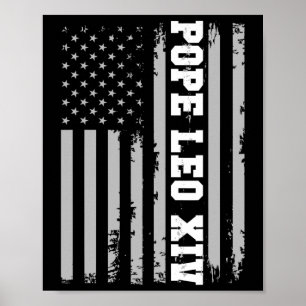 Pope Leo Xiv 14th First American Pope Usa Flag Vin Poster