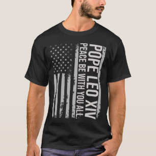 Pope Leo Xiv 14th First American Pope Usa Flag Vin T-Shirt