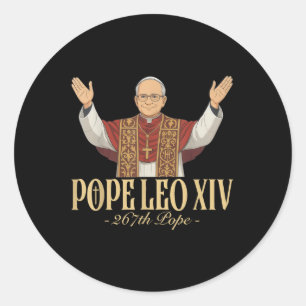 Pope Leo Xiv Catholic Church God Bless Classic Round Sticker