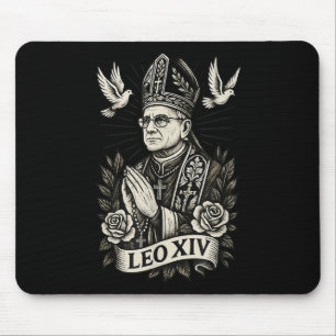 Pope Leo Xiv - Catholic Tattoo Style Christian Des Mouse Pad