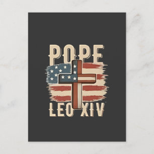 Pope Leo XIV Christian Church Da Pope USA Flag Holiday Postcard