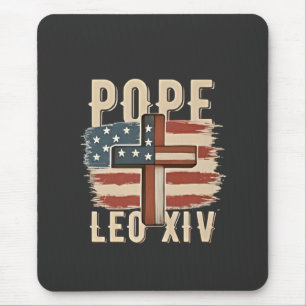Pope Leo XIV Christian Church Da Pope USA Flag Mouse Pad