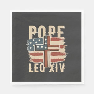 Pope Leo XIV Christian Church Da Pope USA Flag Napkin