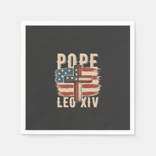 Pope Leo XIV Christian Church Da Pope USA Flag Napkin