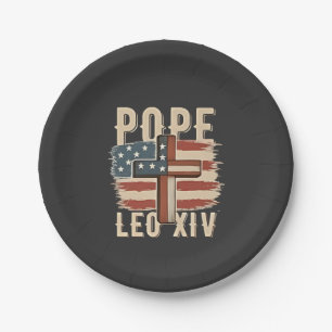 Pope Leo XIV Christian Church Da Pope USA Flag Paper Plate