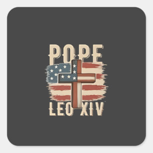 Pope Leo XIV Christian Church Da Pope USA Flag Square Sticker