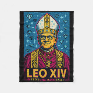 Pope Leo Xiv - Diamonds Of Wisdom _ Christian Pop Fleece Blanket