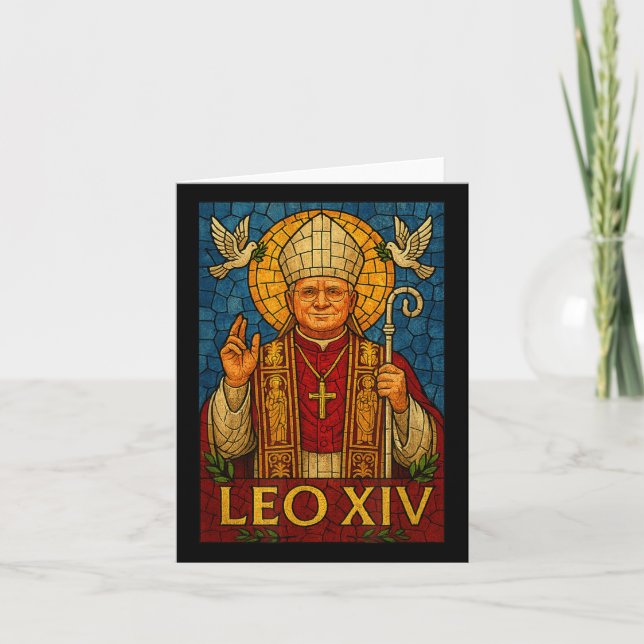 Pope Leo Xiv - Divine Mosaic Art Christian Catholi Card (Front)
