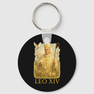 Pope Leo Xiv Doves - Christian Catholic Faith Insp Key Ring
