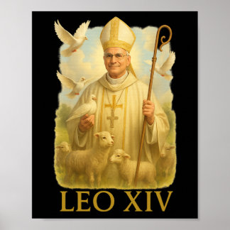 Pope Leo Xiv Doves - Christian Catholic Faith Insp Poster