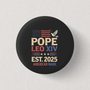 Pope Leo XIV est. 2025 4th of July USA Flag 3 Cm Round Badge
