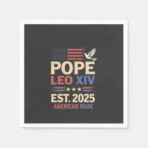 Pope Leo XIV est. 2025 4th of July USA Flag Napkin