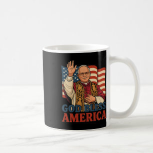 Pope Leo Xiv God Bless America American Flag Pope Coffee Mug