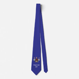 Pope Leo XIV Necktie Tie Blue/White Catholic Man  