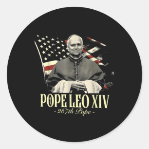 Pope Leo Xiv Patriotic Usa Catholic Christian Classic Round Sticker