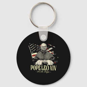 Pope Leo Xiv Patriotic Usa Catholic Christian Key Ring
