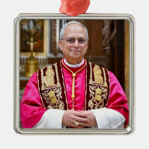 Pope Leo XIV portrait  Metal Ornament