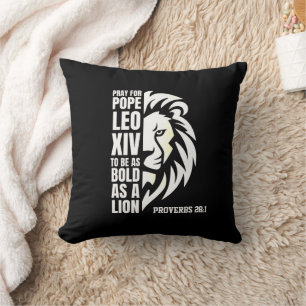 POPE LEO XIV Pray Bold Lion Christian Catholic Cushion