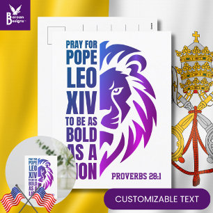 POPE LEO XIV Pray Bold Lion Christian Catholic Holiday Postcard