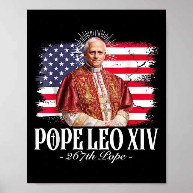 Pope Leo Xiv Robert American Flag  Poster (Front)
