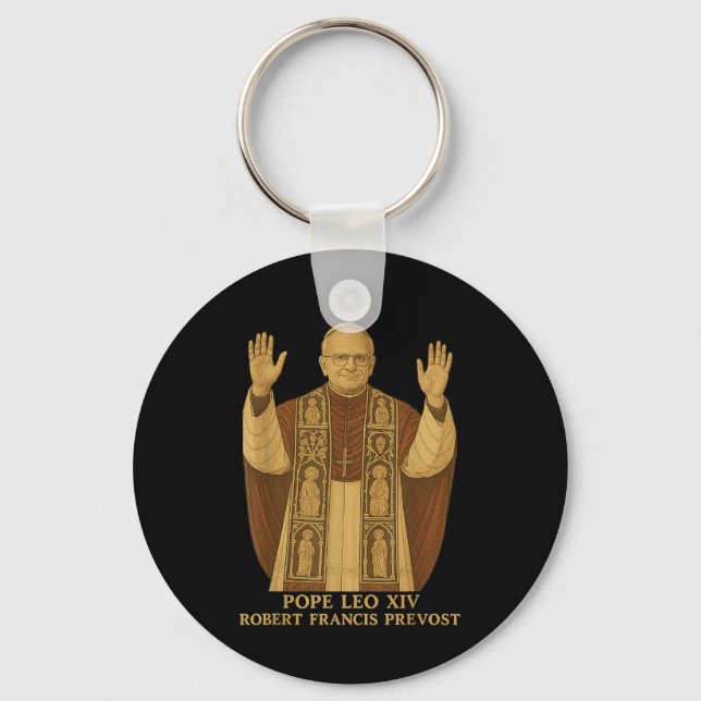 Pope Leo Xiv Robert Francis Prevost Pope 2025  Key Ring (Front)
