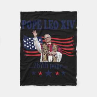 Pope Leo Xiv Usa Flag 267th Pope Leo Xiv Funny Usa Fleece Blanket