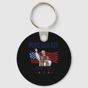 Pope Leo Xiv Usa Flag 267th Pope Leo Xiv Funny Usa Key Ring