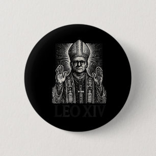 Pope Leo Xiv Woodcut Engraving Roman Catholic Desi 6 Cm Round Badge